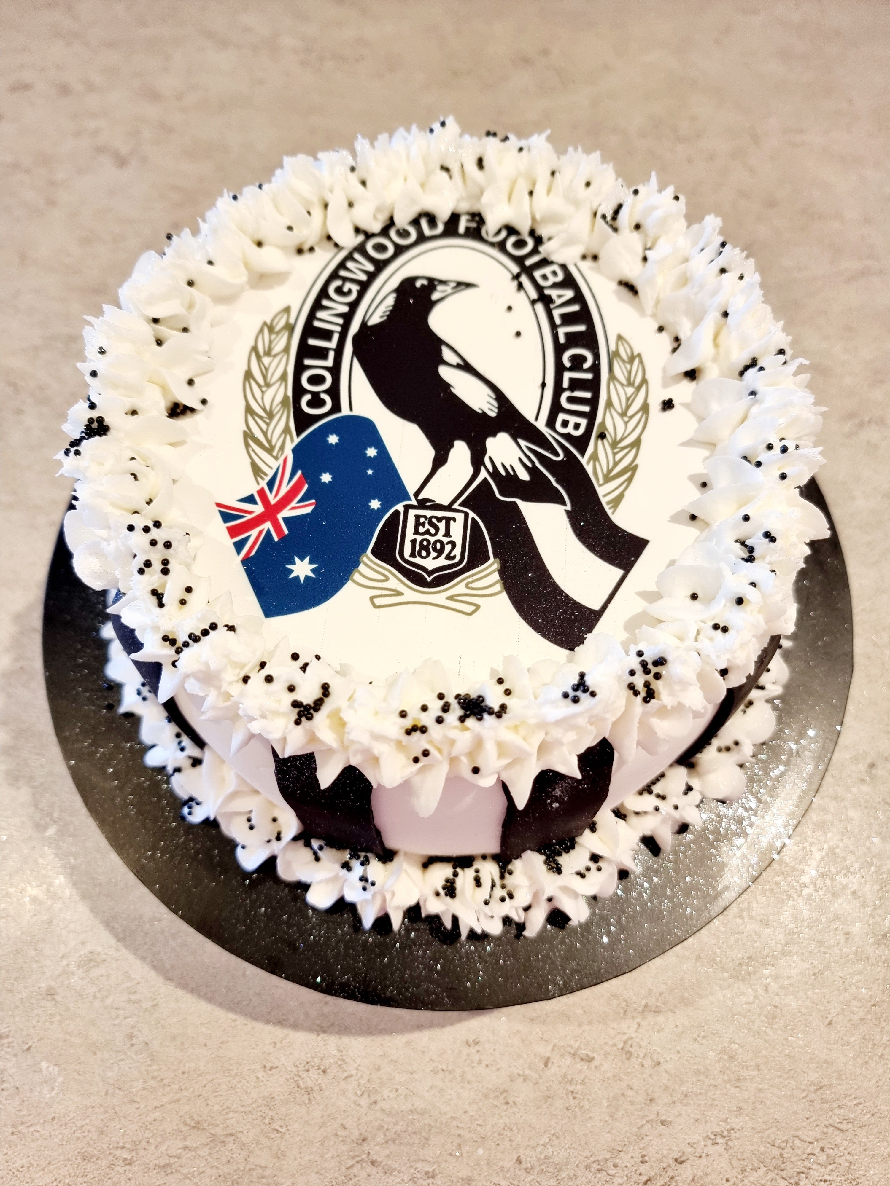 Collingwood Cake .8inch chocolate mud cake. 